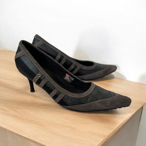 VTG Diesel Sporty Piretta Leather Pumps Womens Size 9.5 Pointy Kitten Heel Shoes - Picture 1 of 9